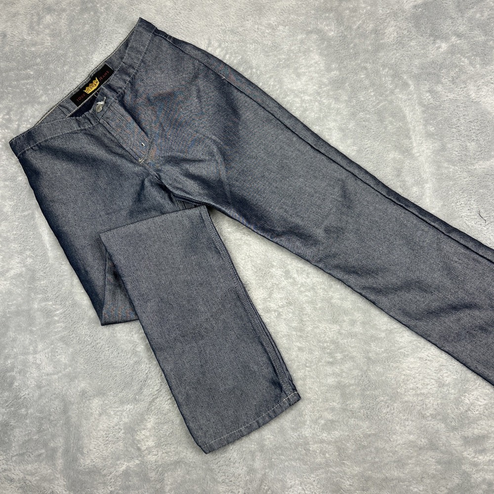 Vtg Todd Oldham Jeans‎ Women 3 Satin Sheen Blue 29x31 Straight Mid-Rise Chic